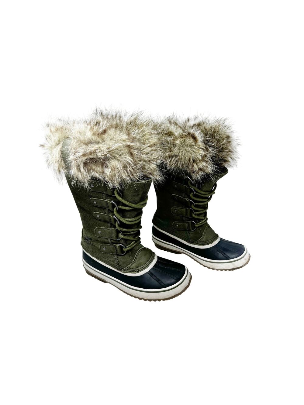 Sorel Joan of Arctic Winter Boots Grey Faux Fur Waterproof Snow Boots Size 7